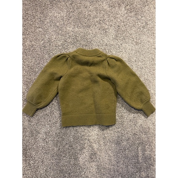 Madewell Sweater Womens XXS Olive Green Puff Sleeve Knit Cotton Wool Blend - Picture 2 of 8